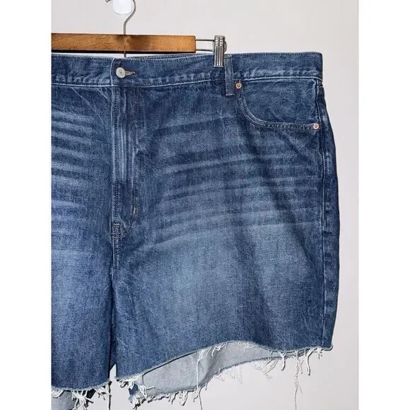 Old Navy High Rise Slouchy Blue Jean Shorts Cut Off Denim 5" Non Stretch 28 Plus - Picture 4 of 13
